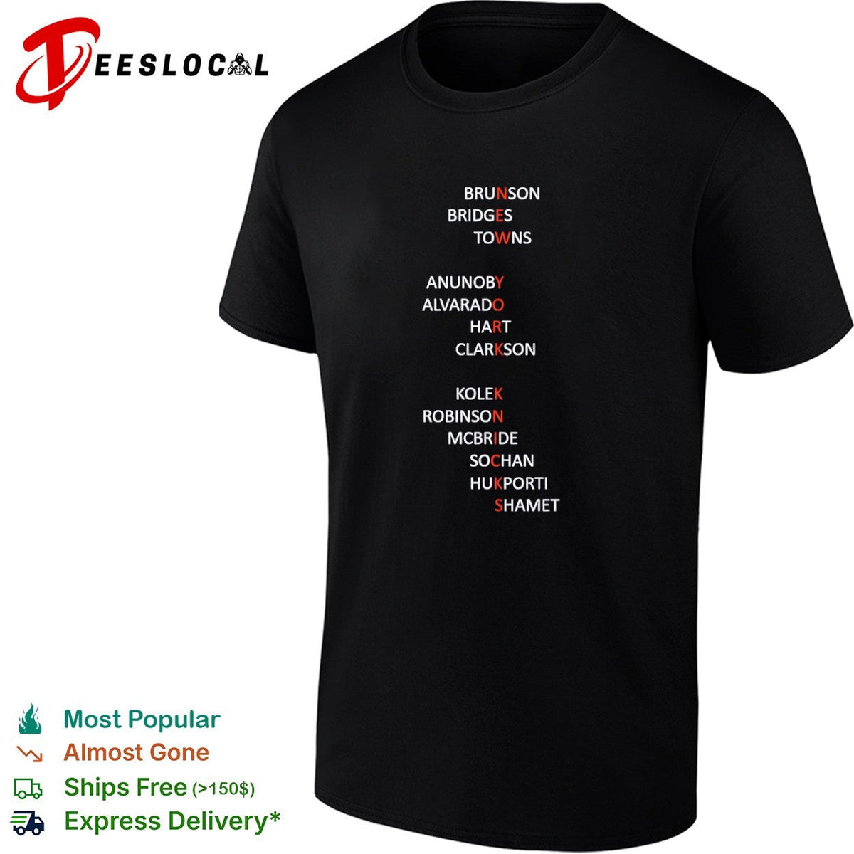 Brunson Bridges Towns Anunoby Alvarado Hart Clarkson Kole Robinson Mcbride Knicks shirt Unisex