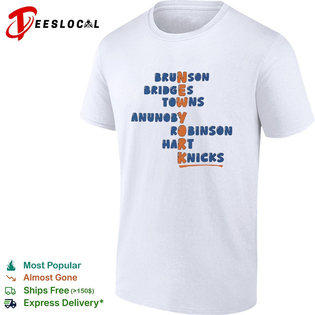 Brunson Bridges Towns Anunoby Robinson Hart Knicks New York NBA Basketball shirt Unisex