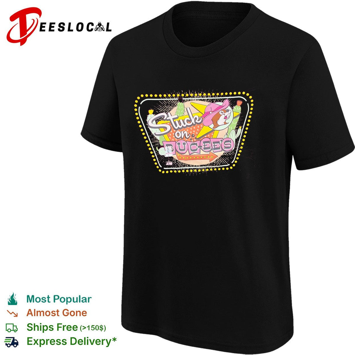 Bucees Stuck on Buc-ees Texas Mascot Cowboy Hat Desert Cactus shirt Unisex