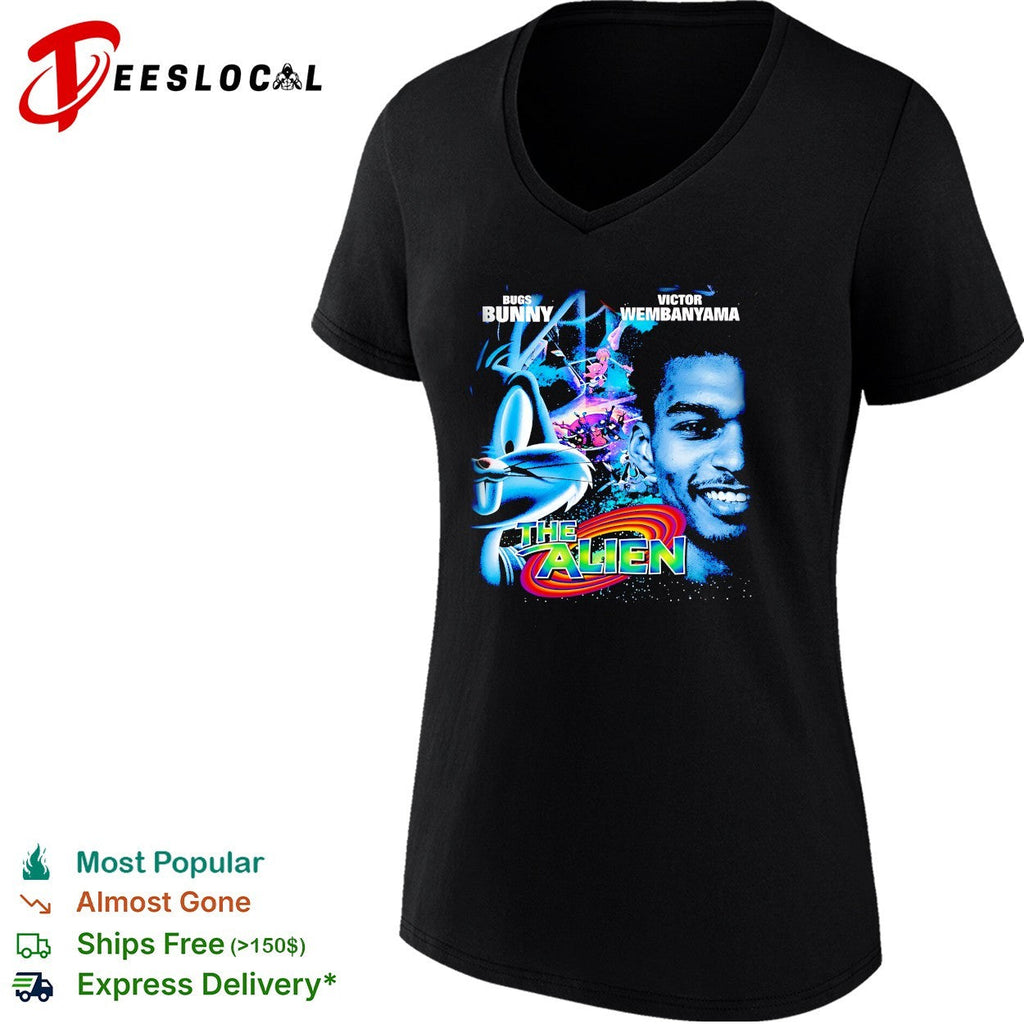 Bugs Bunny and Victor Wembanyama The Alien basketball duo art shirt Unisex