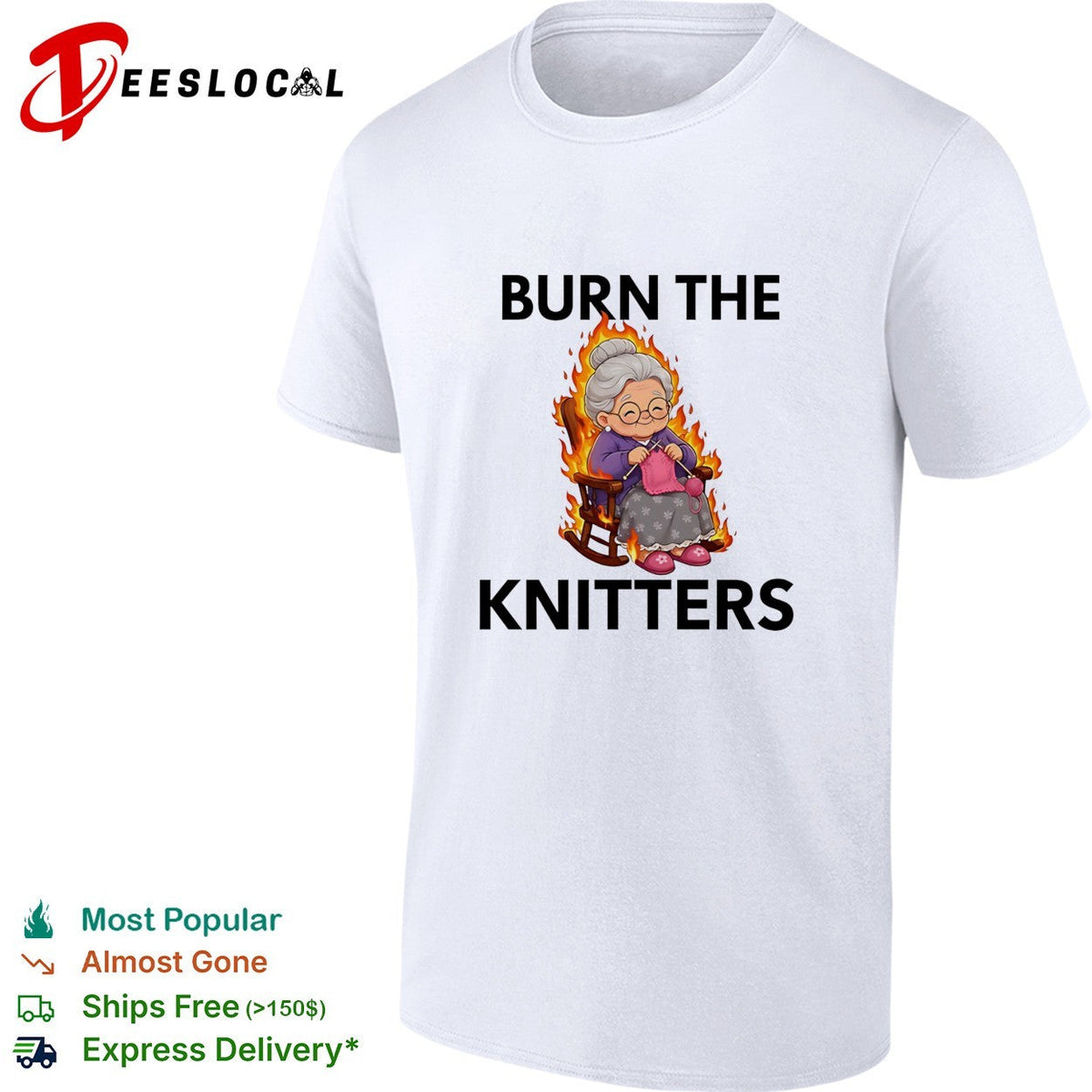 Burn the knitters grandma is crocheting flame graphic shirt Unisex