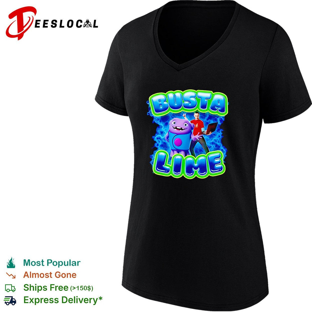 Busta Lime alien character with laptop electric illustration shirt Unisex