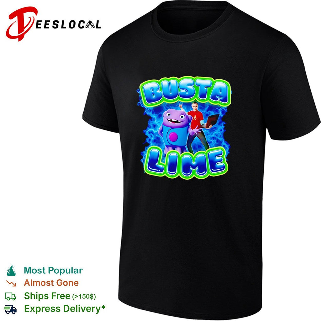 Busta Lime alien character with laptop electric illustration shirt Unisex