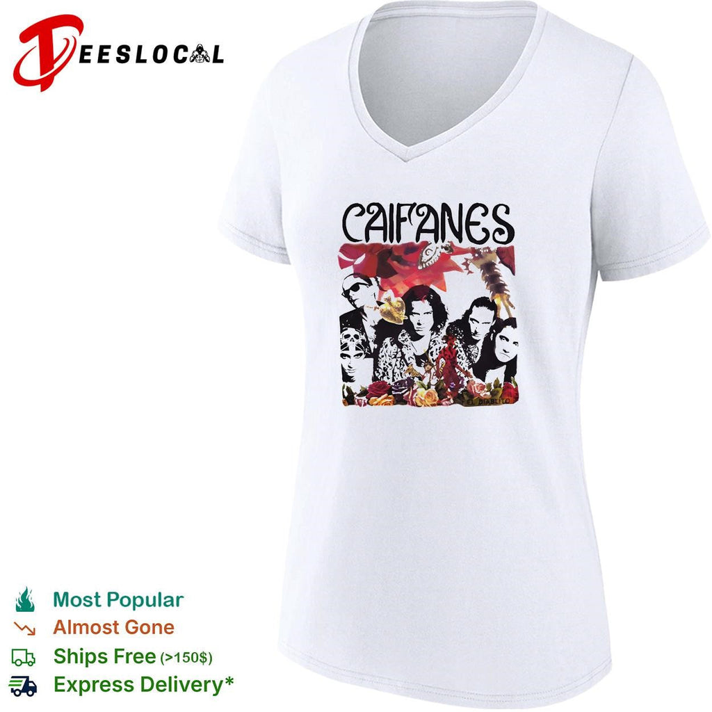 Caifanes band portrait collage with floral border illustration graphic shirt Unisex