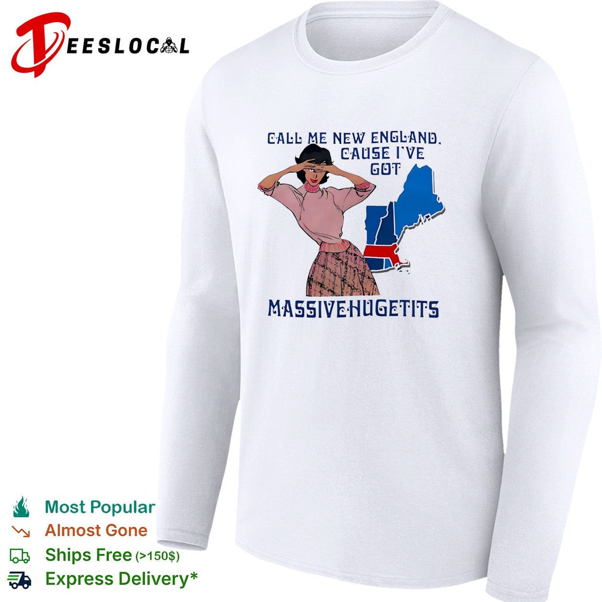 Call me New England cause I’ve got massive huge tits pinup woman shirt Unisex