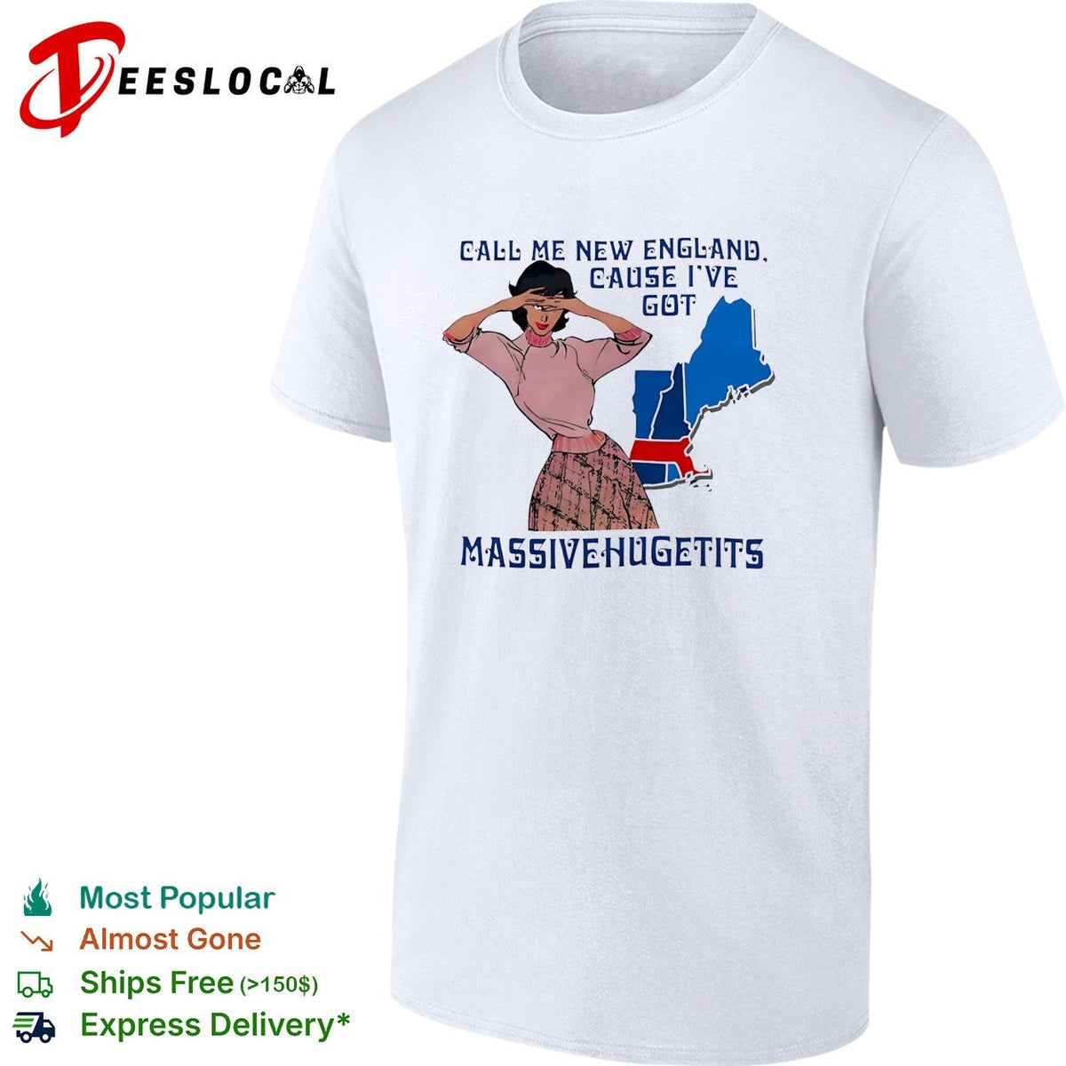 Call me New England cause I’ve got massive huge tits pinup woman shirt Unisex