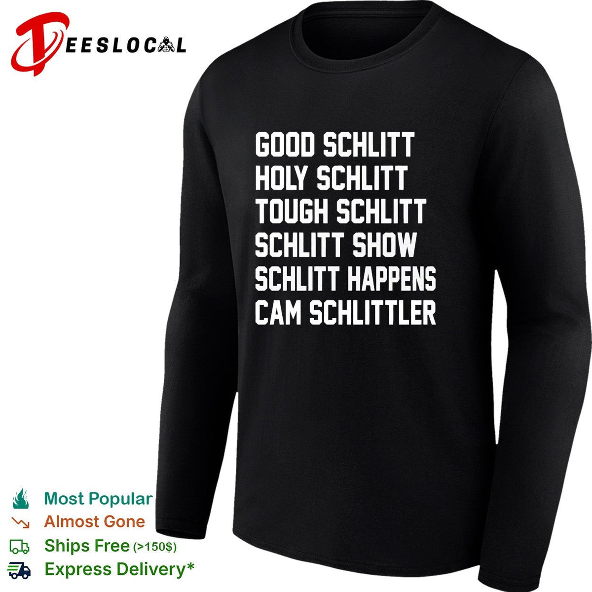 Cam Schlittler hockey player Schlitt happens wordplay bold stacked text fan shirt Unisex
