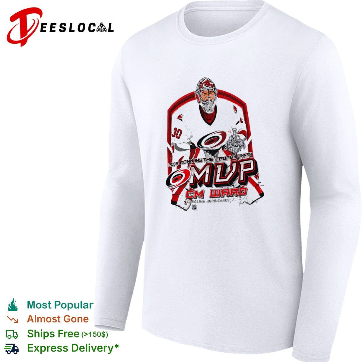 Cam Ward Carolina Hurricanes 2006 Conn Smythe Trophy Winner MVP hockey shirt Unisex