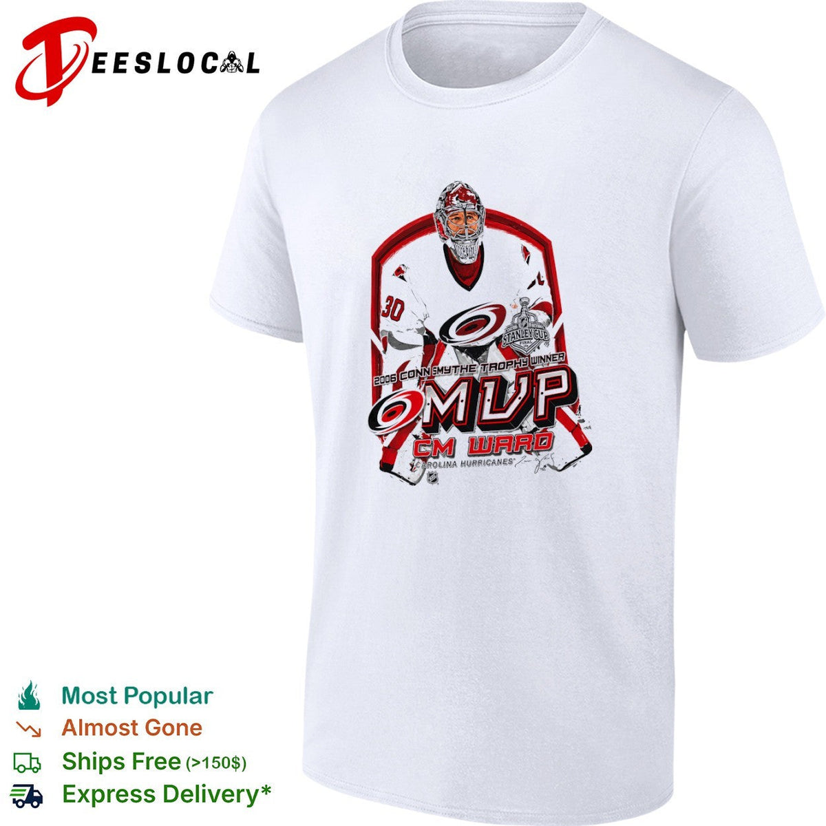 Cam Ward Carolina Hurricanes 2006 Conn Smythe Trophy Winner MVP hockey shirt Unisex