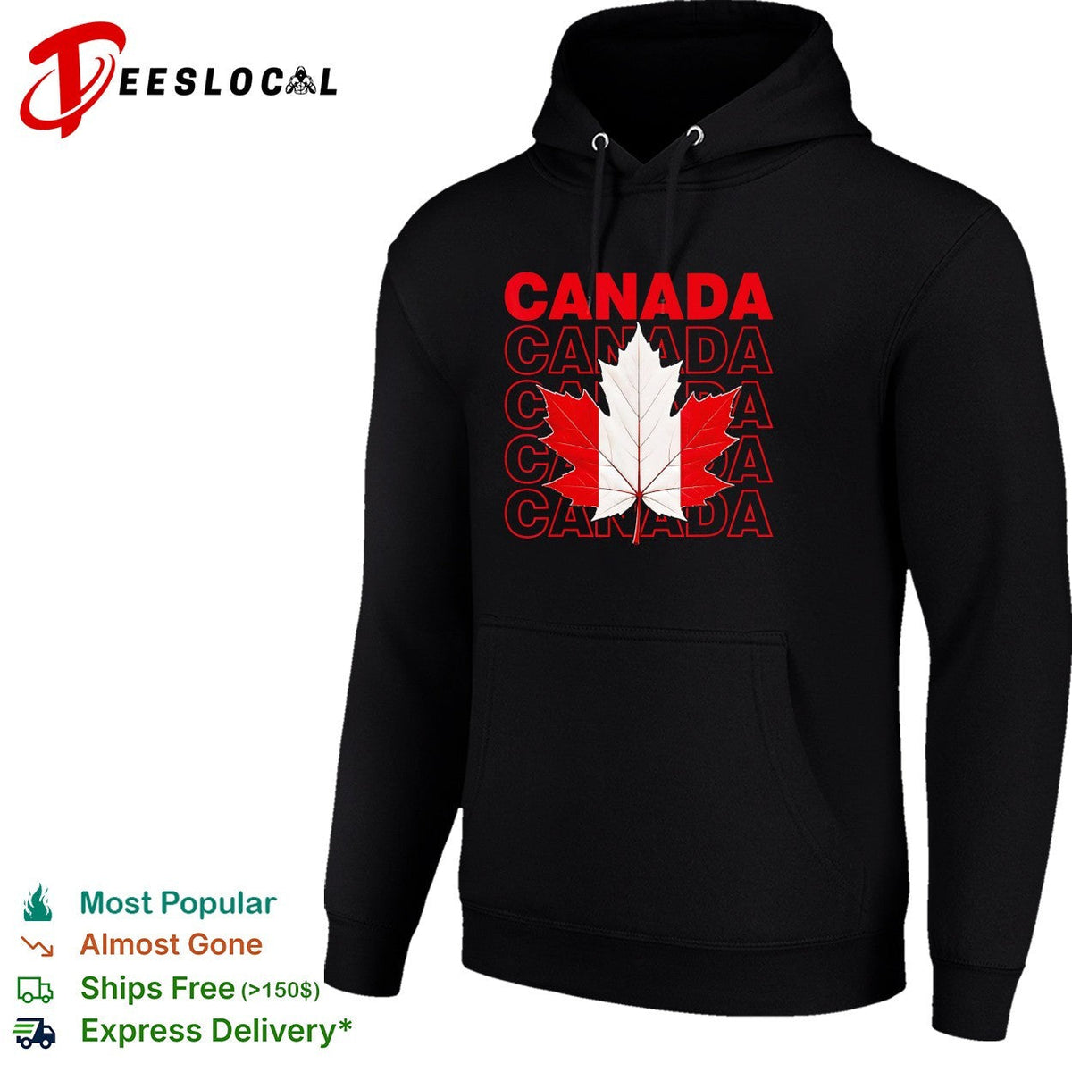 Canada maple leaf bold repeated stacked text shirt Unisex