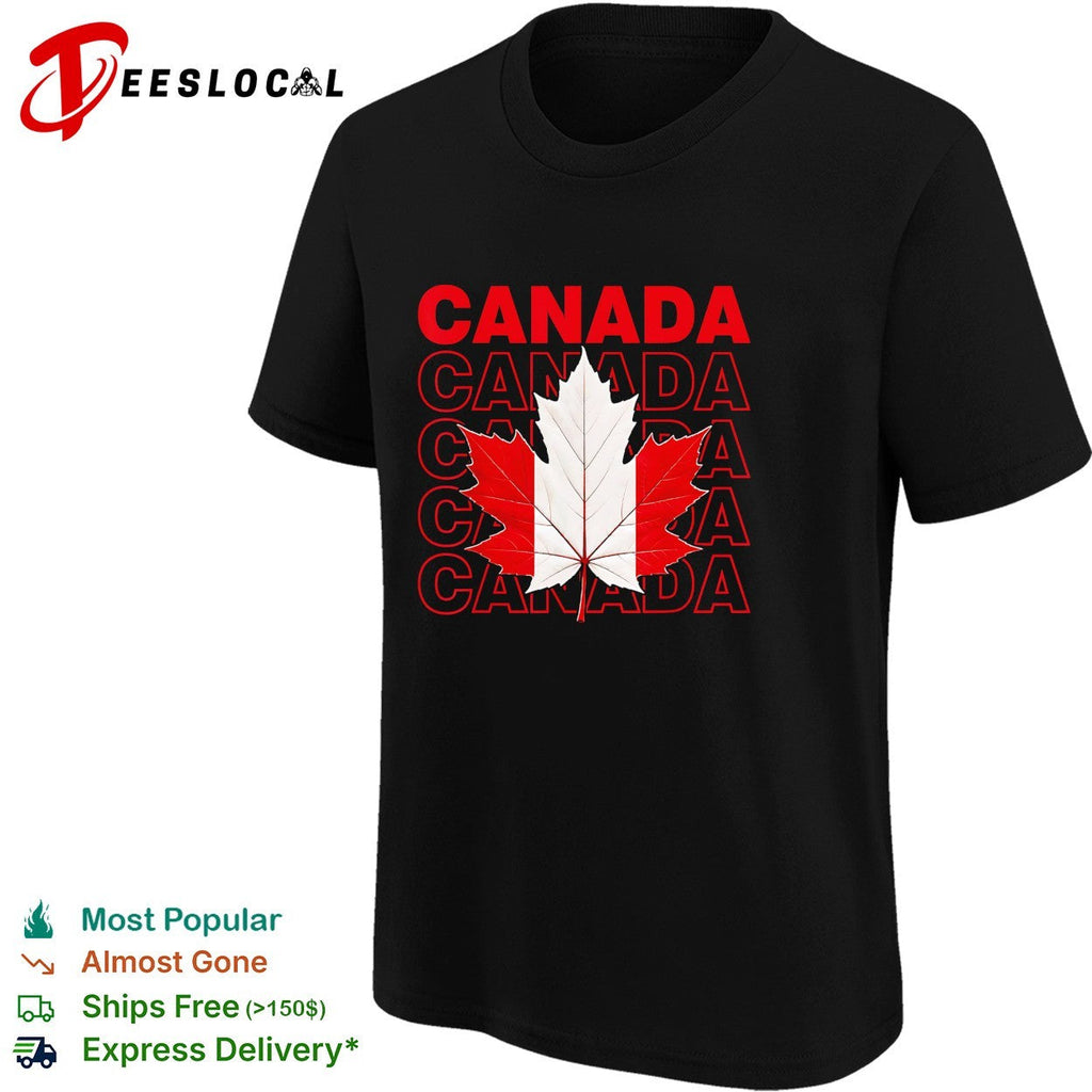 Canada maple leaf bold repeated stacked text shirt Unisex