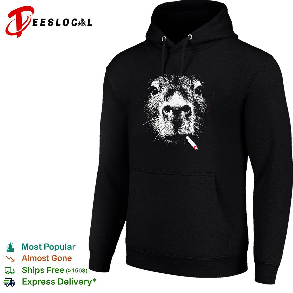 Capybara smoking a cigarette pop culture animal portrait aesthetic humor shirt Unisex