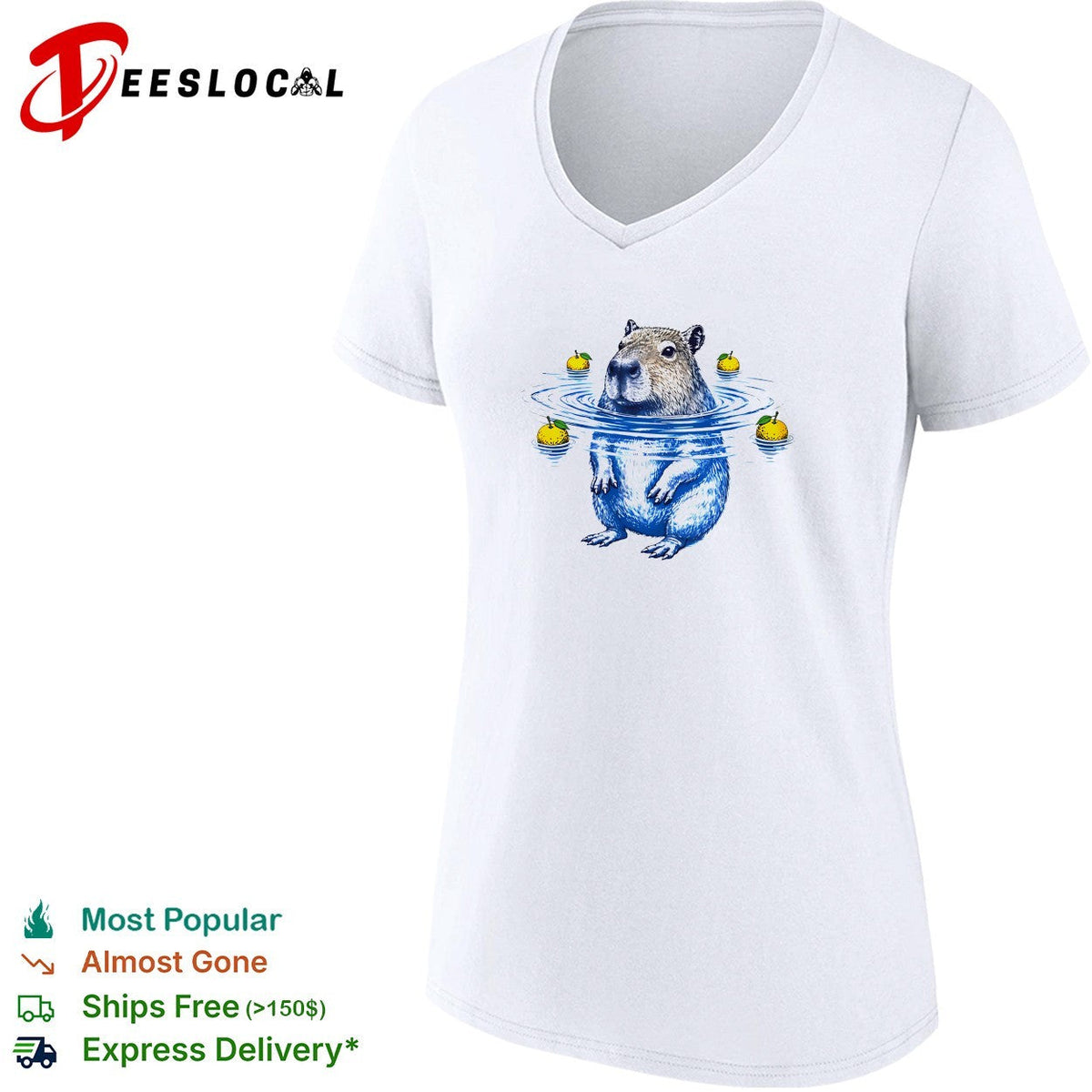 Capybara with yuzu fruit hot spring bathing illustration relaxing animal shirt Unisex
