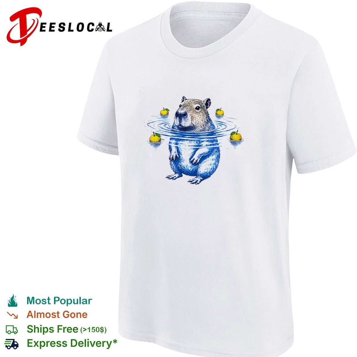Capybara with yuzu fruit hot spring bathing illustration relaxing animal shirt Unisex