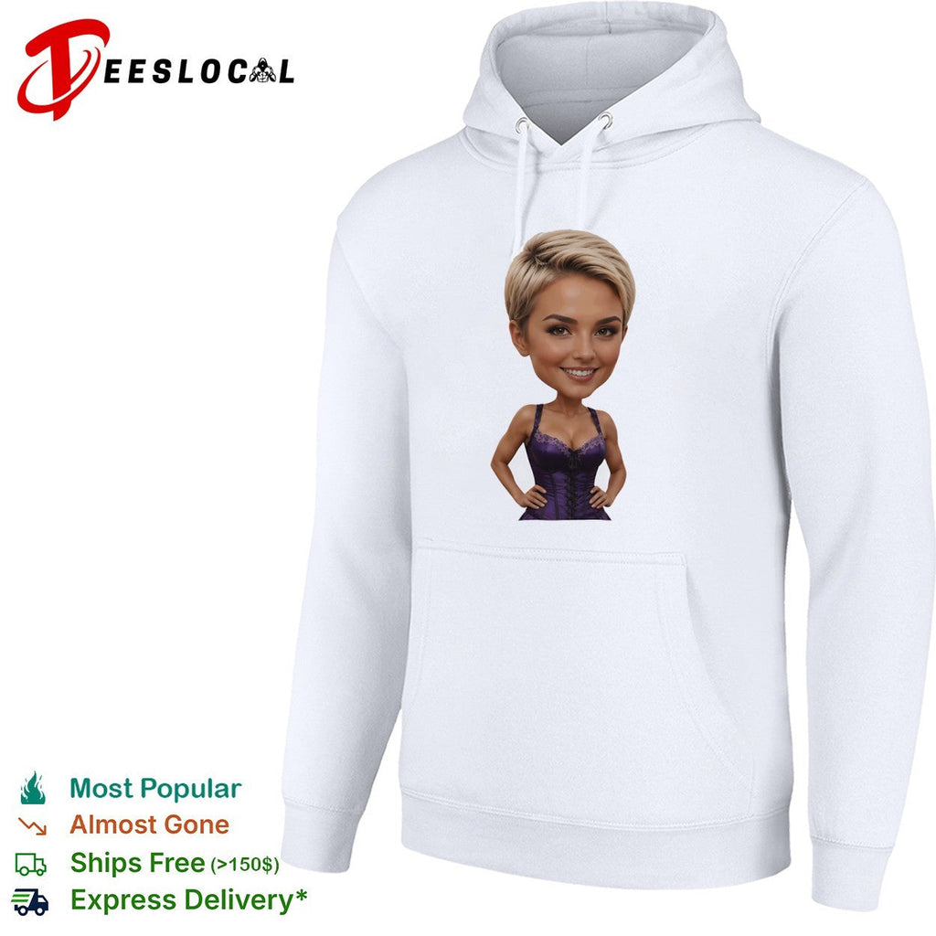 Caricature Blonde Short Hair Purple Corset Body Shape Bobblehead shirt Unisex