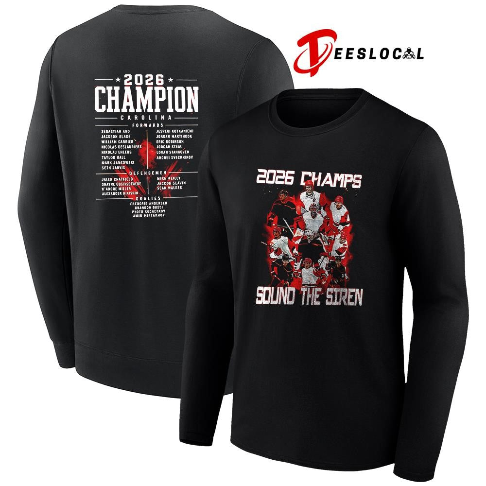 Carolina Huricanes 2026 Champs sound the siren name roster graphic shirt Unisex