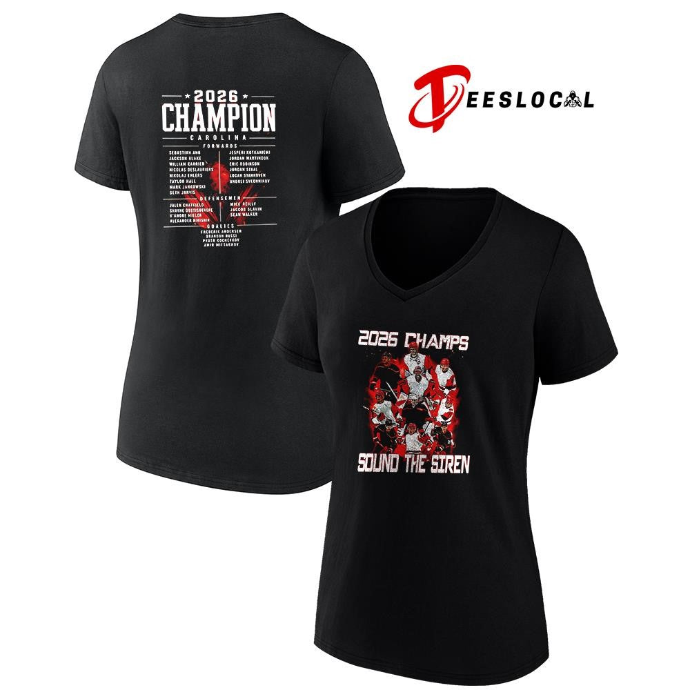 Carolina Huricanes 2026 Champs sound the siren name roster graphic shirt Unisex