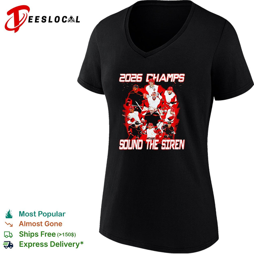 Carolina Hurricanes 2026 Champs Sound the Siren team action photo celebration shirt Unisex