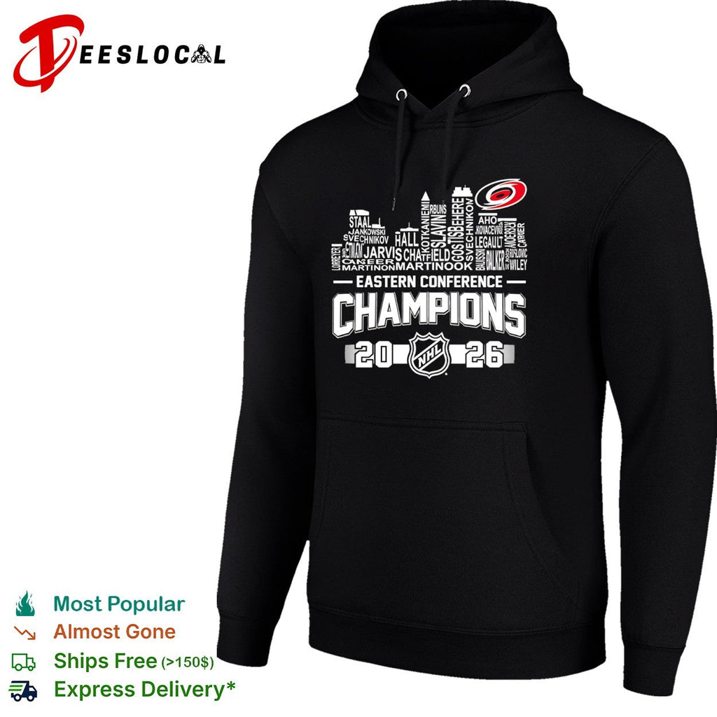 Carolina Hurricanes 2026 Eastern Conference Champions city skyline names shirt Unisex