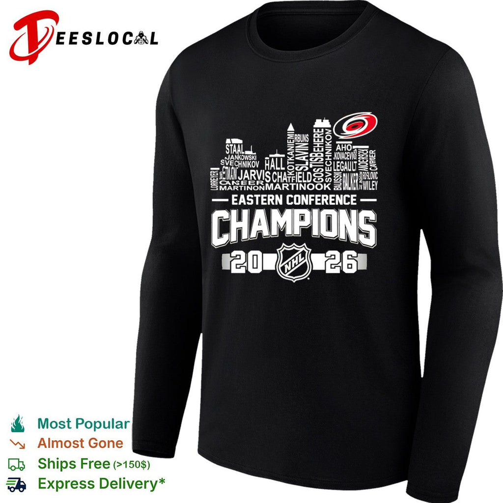 Carolina Hurricanes 2026 Eastern Conference Champions city skyline names shirt Unisex