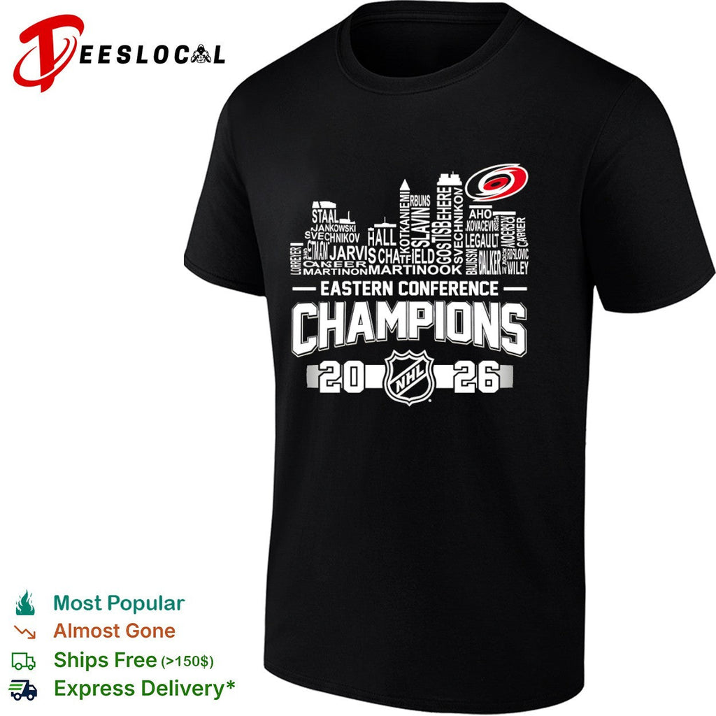 Carolina Hurricanes 2026 Eastern Conference Champions city skyline names shirt Unisex