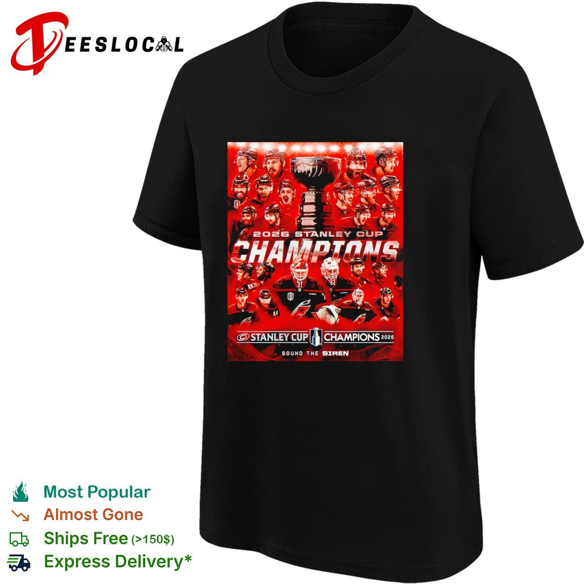 Carolina Hurricanes 2026 Stanley Cup Champions Sound the Siren Roster Team shirt Unisex