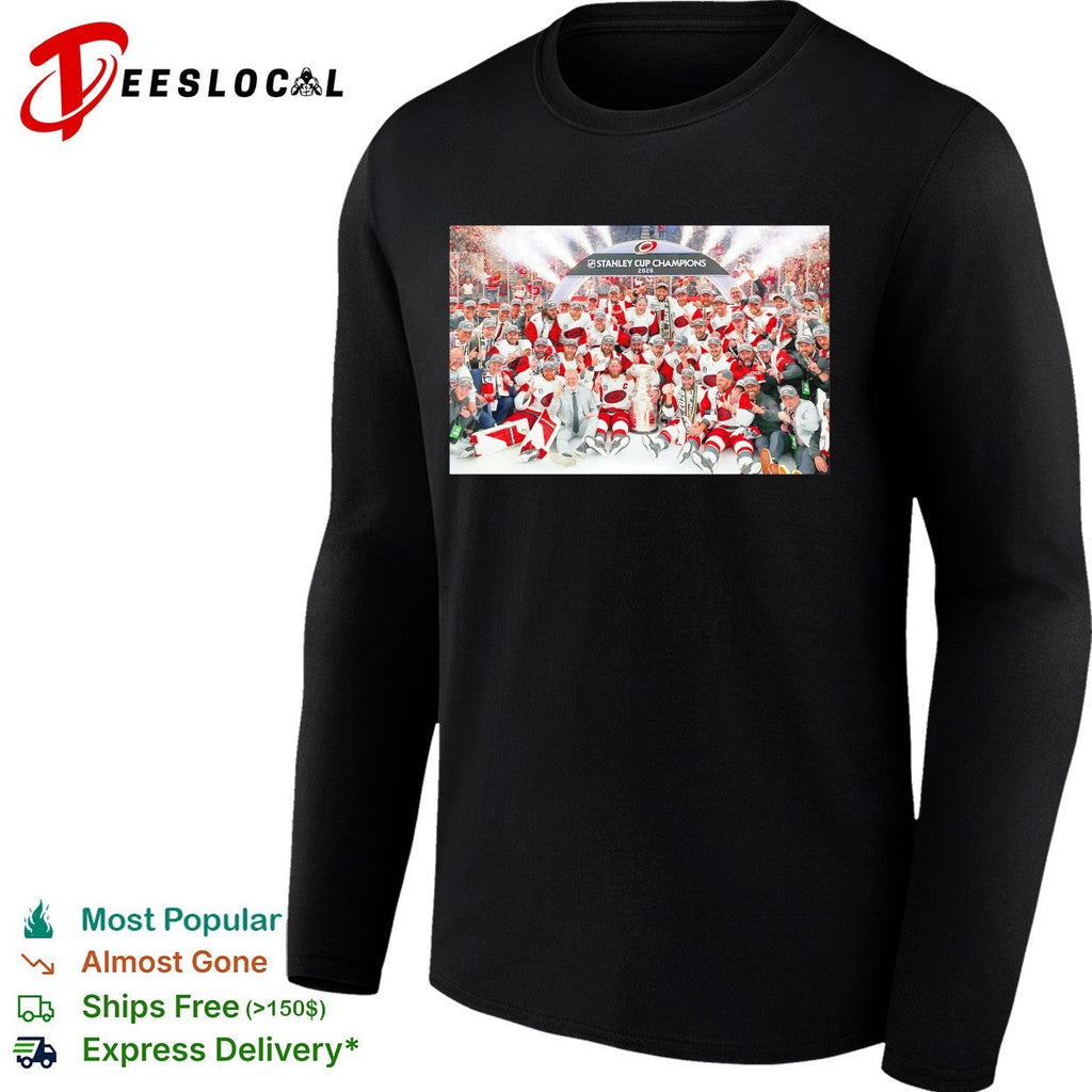 Carolina Hurricanes 2026 Stanley Cup Champions full team victory group photo celebration shirt