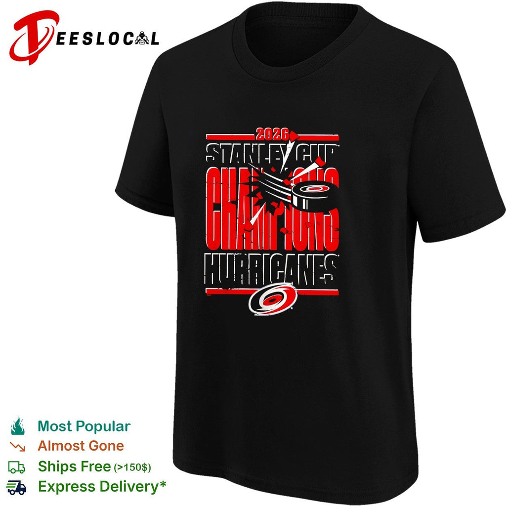 Carolina Hurricanes 2026 Stanley Cup Champions grunge distressed bold text shirt Unisex