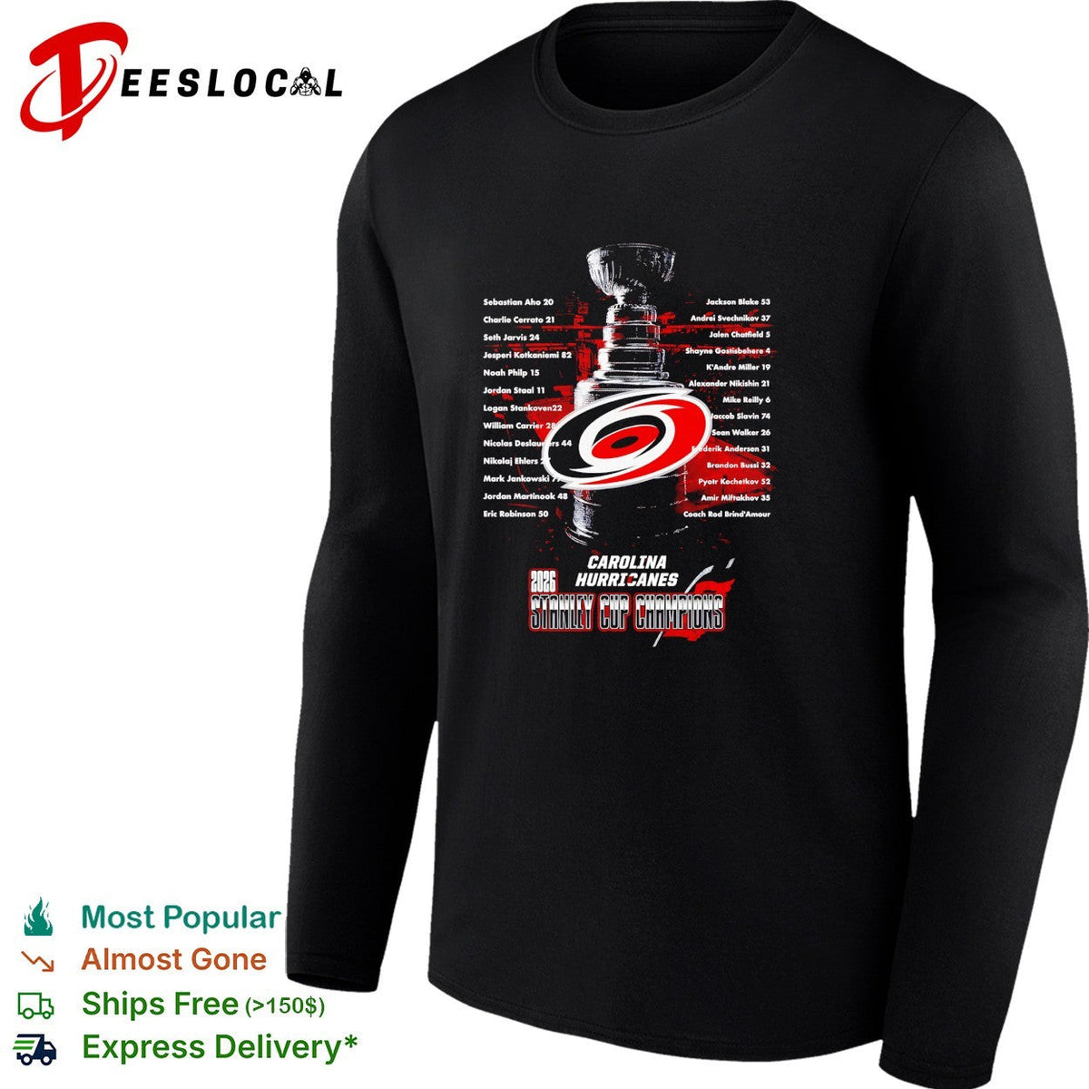 Carolina Hurricanes 2026 Stanley Cup champions full roster list shirt Unisex