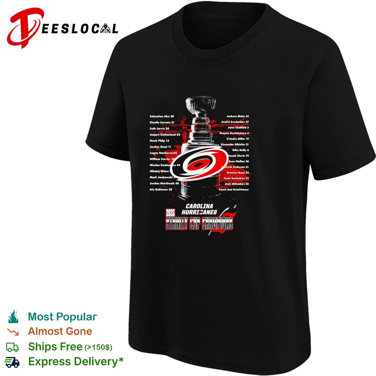 Carolina Hurricanes 2026 Stanley Cup champions full roster list shirt Unisex