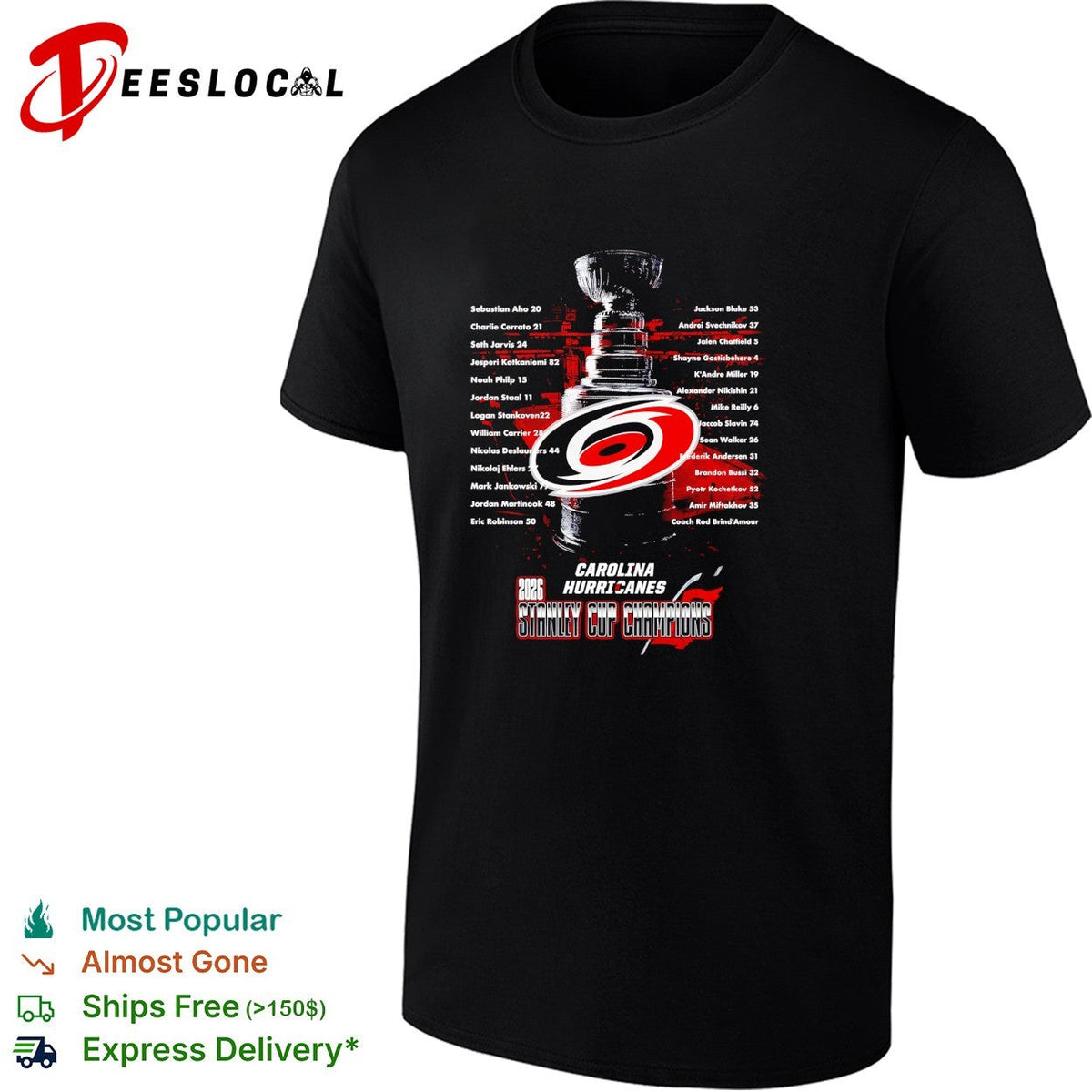 Carolina Hurricanes 2026 Stanley Cup champions full roster list shirt Unisex