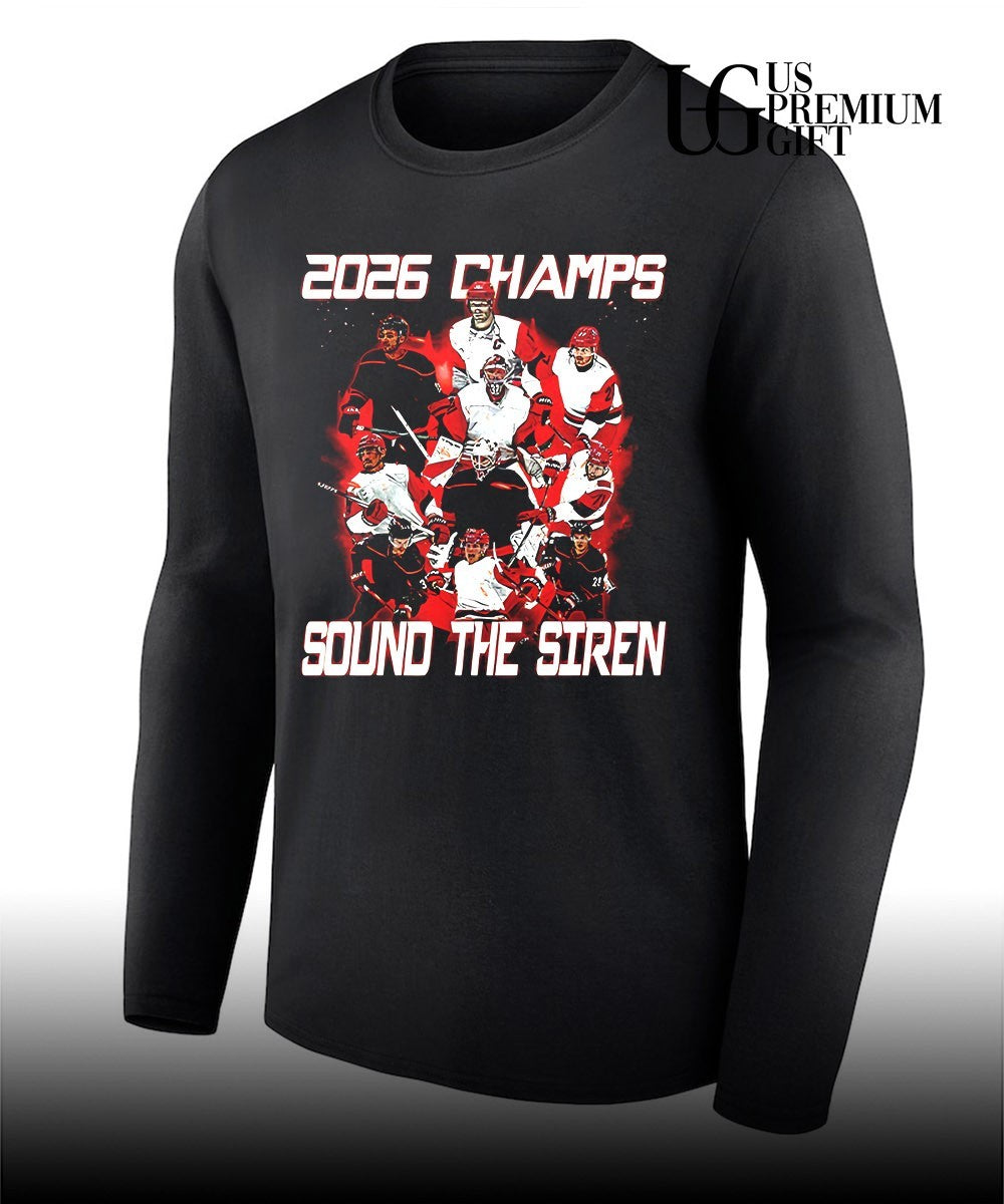 Carolina Hurricanes NHL Hockey 2026 Champs Sound the Siren player shirt Unisex
