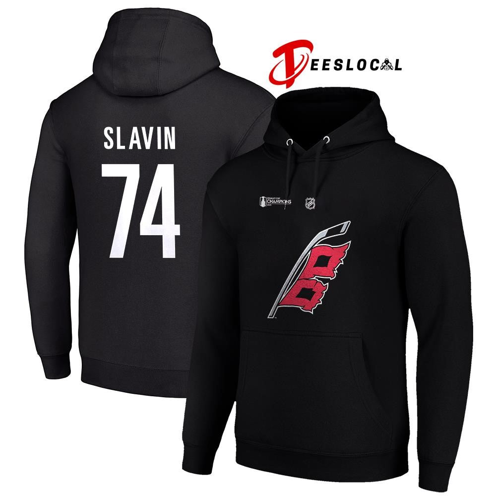 Carolina Hurricanes Stanley Cup champions Jaccob Slavin name and number logo shirt Unisex