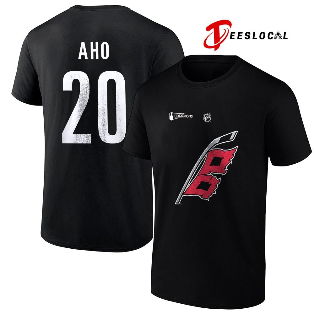 Carolina Hurricanes Stanley Cup champions Sebastian Aho name and number logo shirt Unisex
