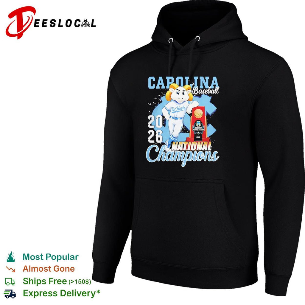 Carolina Tar Heels NCAA College World Series 2026 baseball national champions Omaha mascot trophy shirt