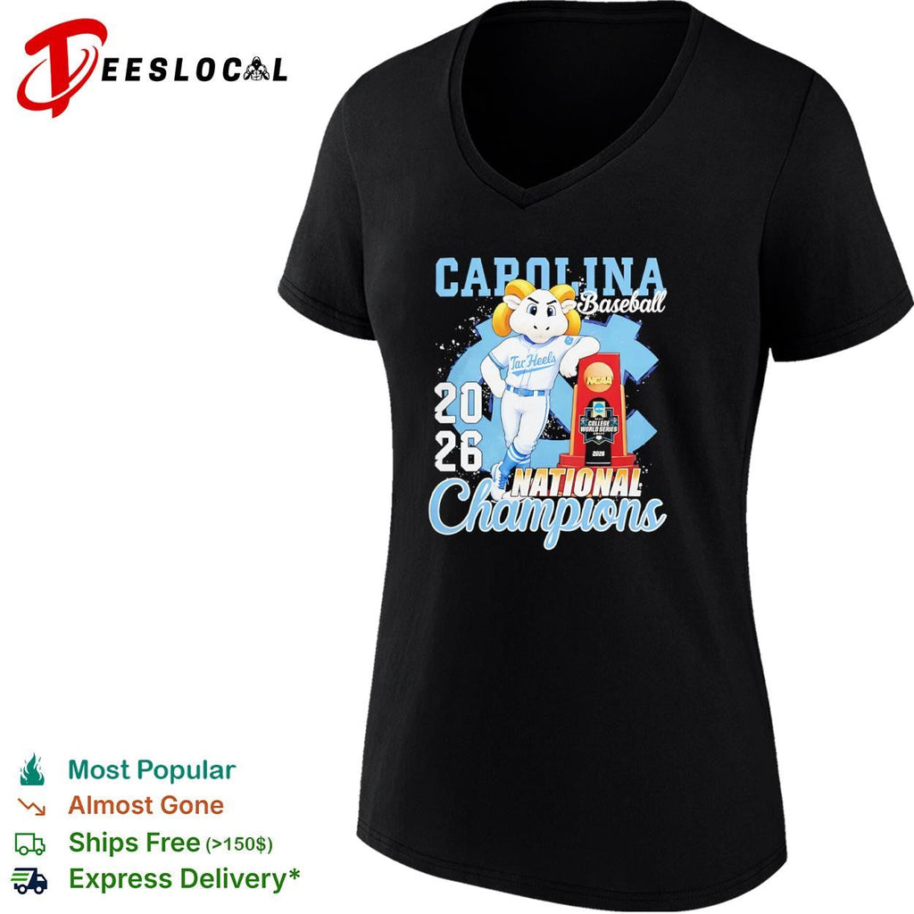 Carolina Tar Heels NCAA College World Series 2026 baseball national champions Omaha mascot trophy shirt