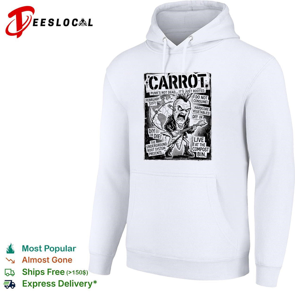 Carrot punk’s not dead hardcore vegetables concert flyer parody graphic shirt Unisex