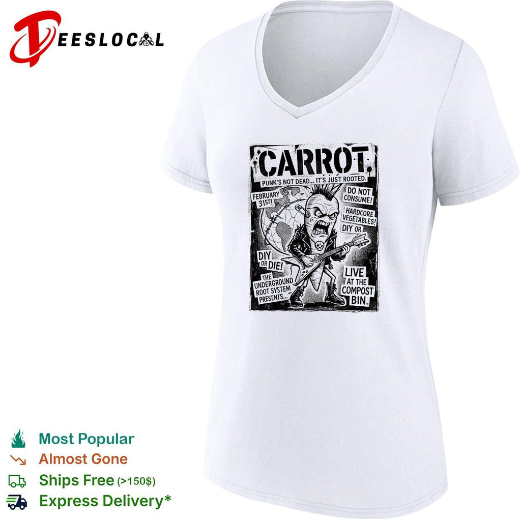 Carrot punk’s not dead hardcore vegetables concert flyer parody graphic shirt Unisex