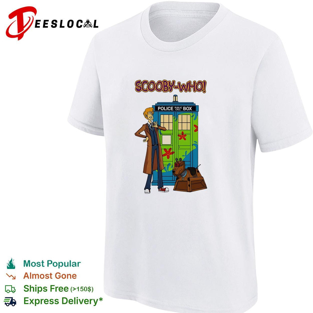 Cartoon dog detective duo police box time traveler mashup parody shirt Unisex