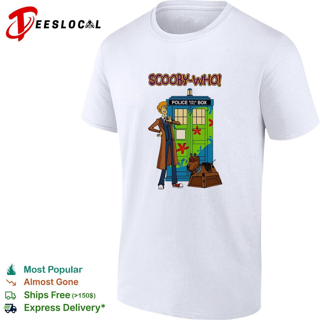 Cartoon dog detective duo police box time traveler mashup parody shirt Unisex