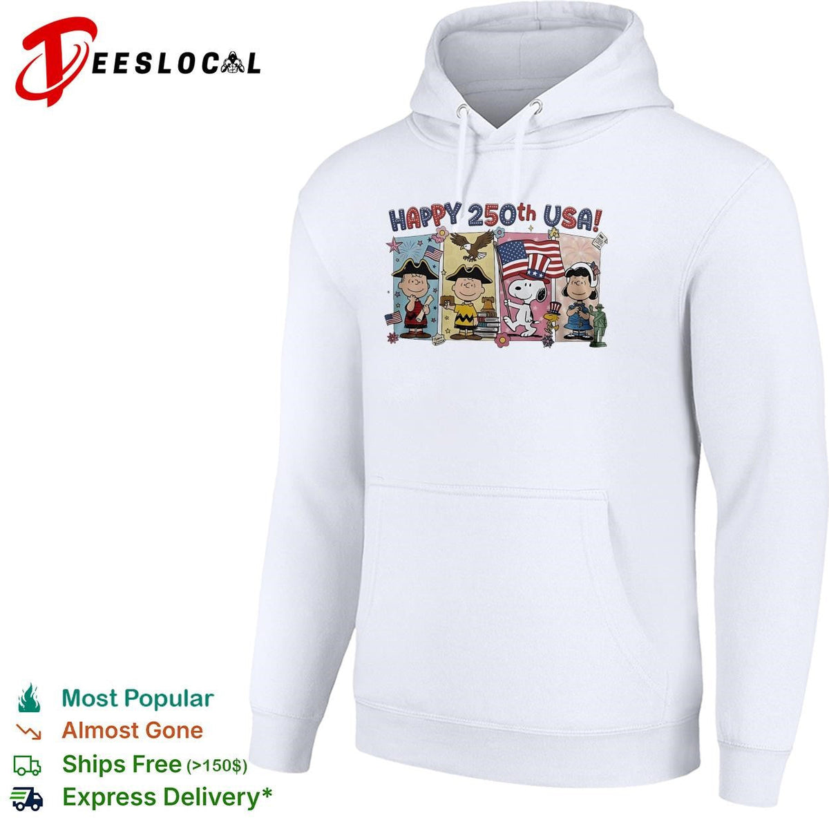 Cartoon group happy 250th USA flags shirt Unisex