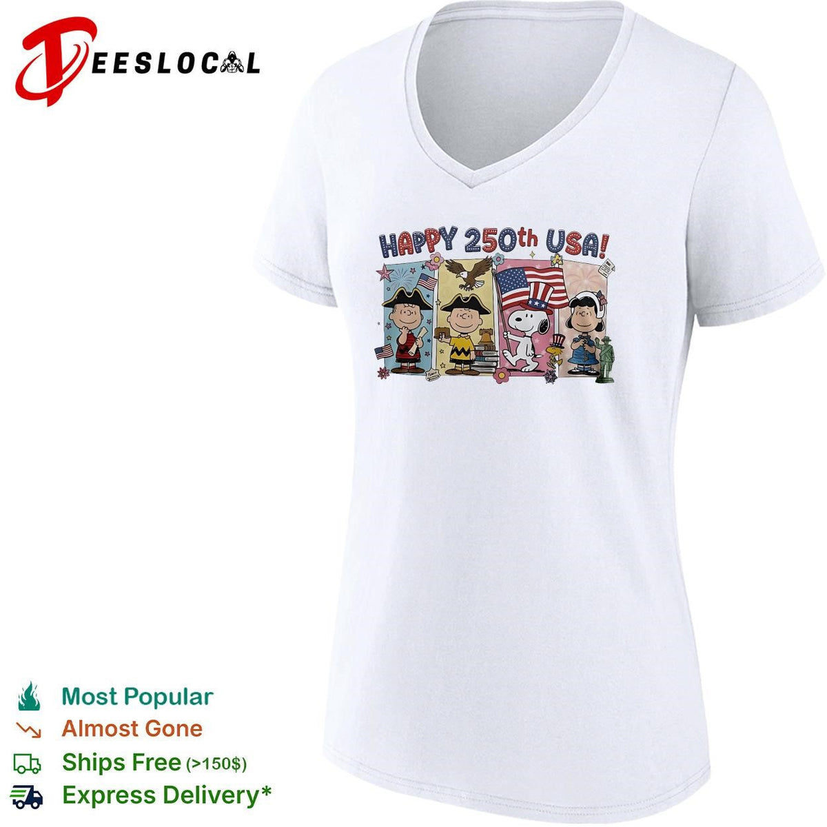Cartoon group happy 250th USA flags shirt Unisex