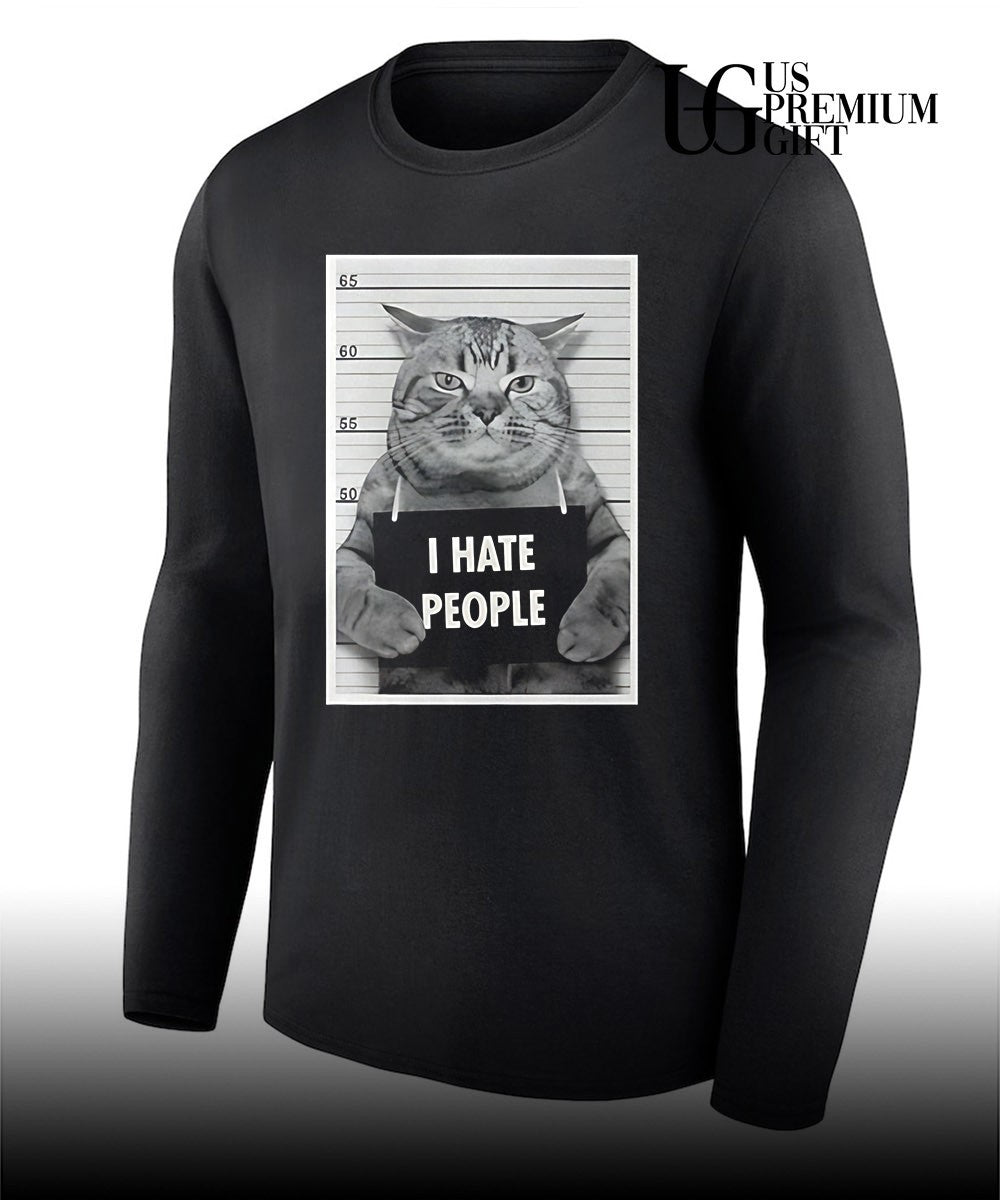 Cat I hate people mugshot shirt Unisex