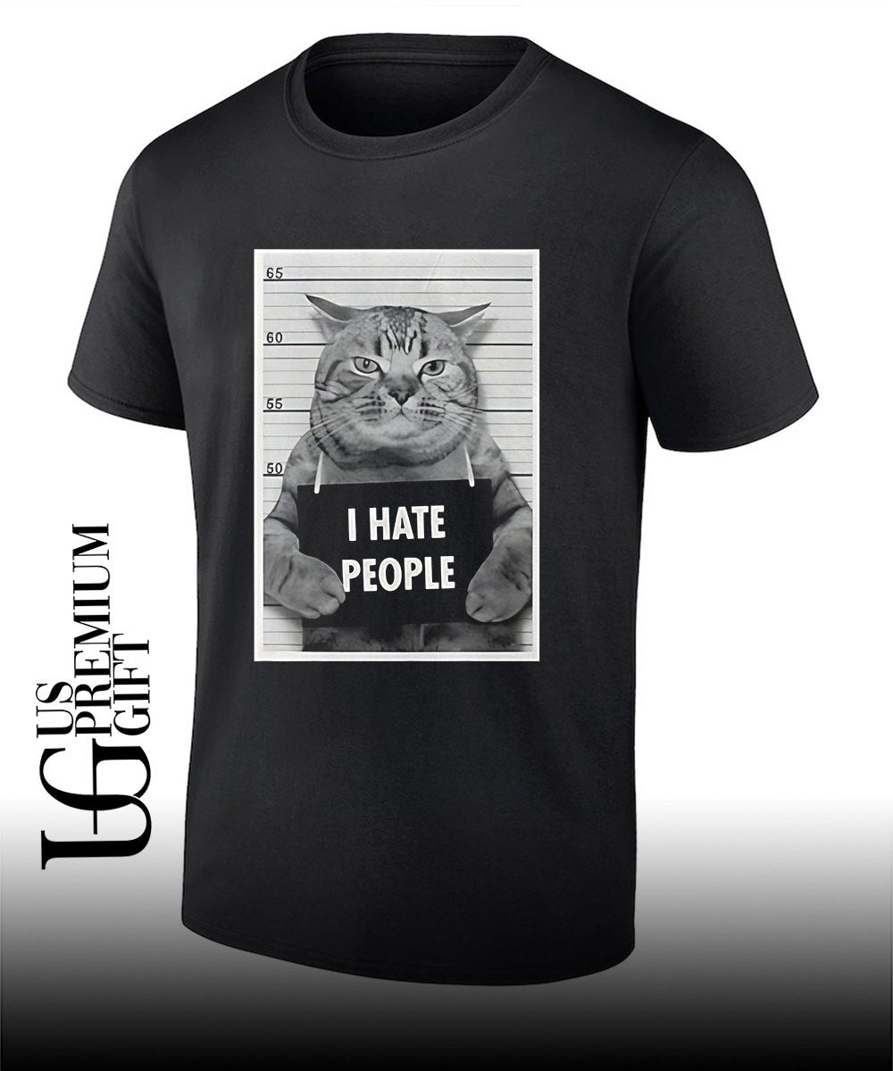 Cat I hate people mugshot shirt Unisex