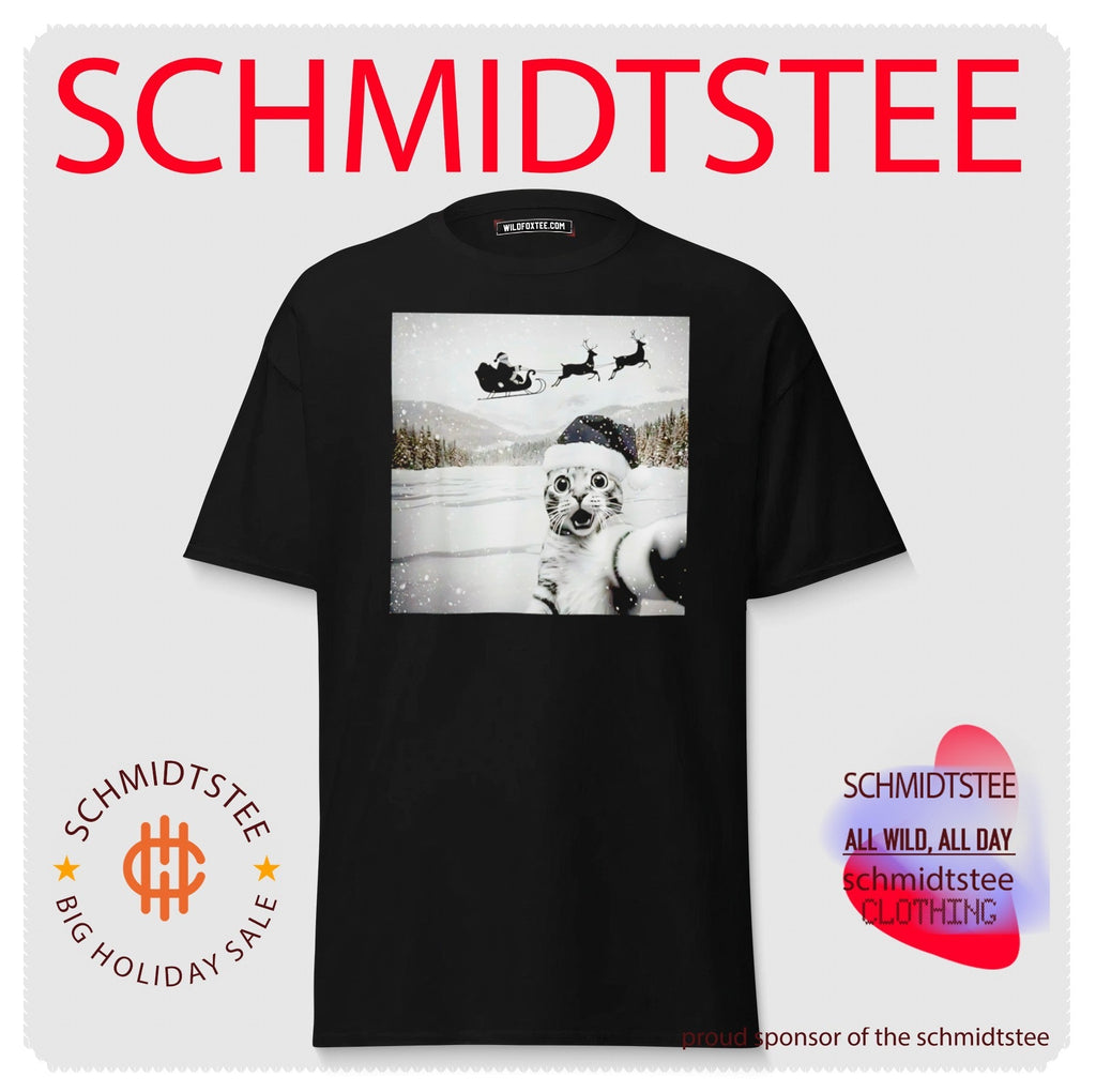 Cat Selfie with Santa Christmas funny shirt Unisex