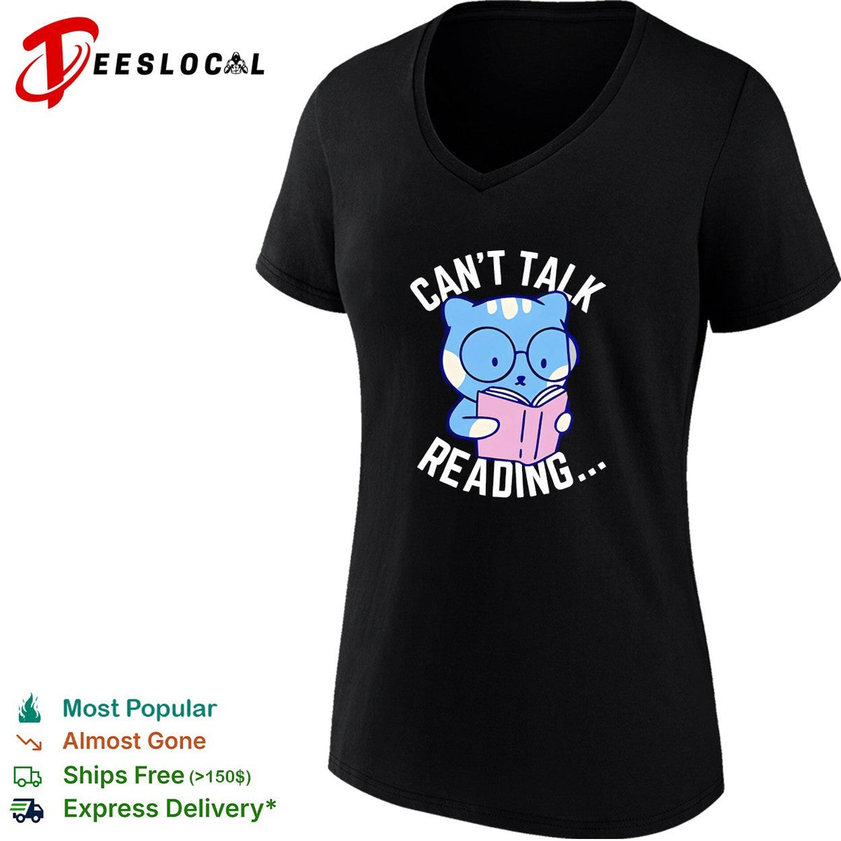 Cat reading book can’t talk reading shirt Unisex