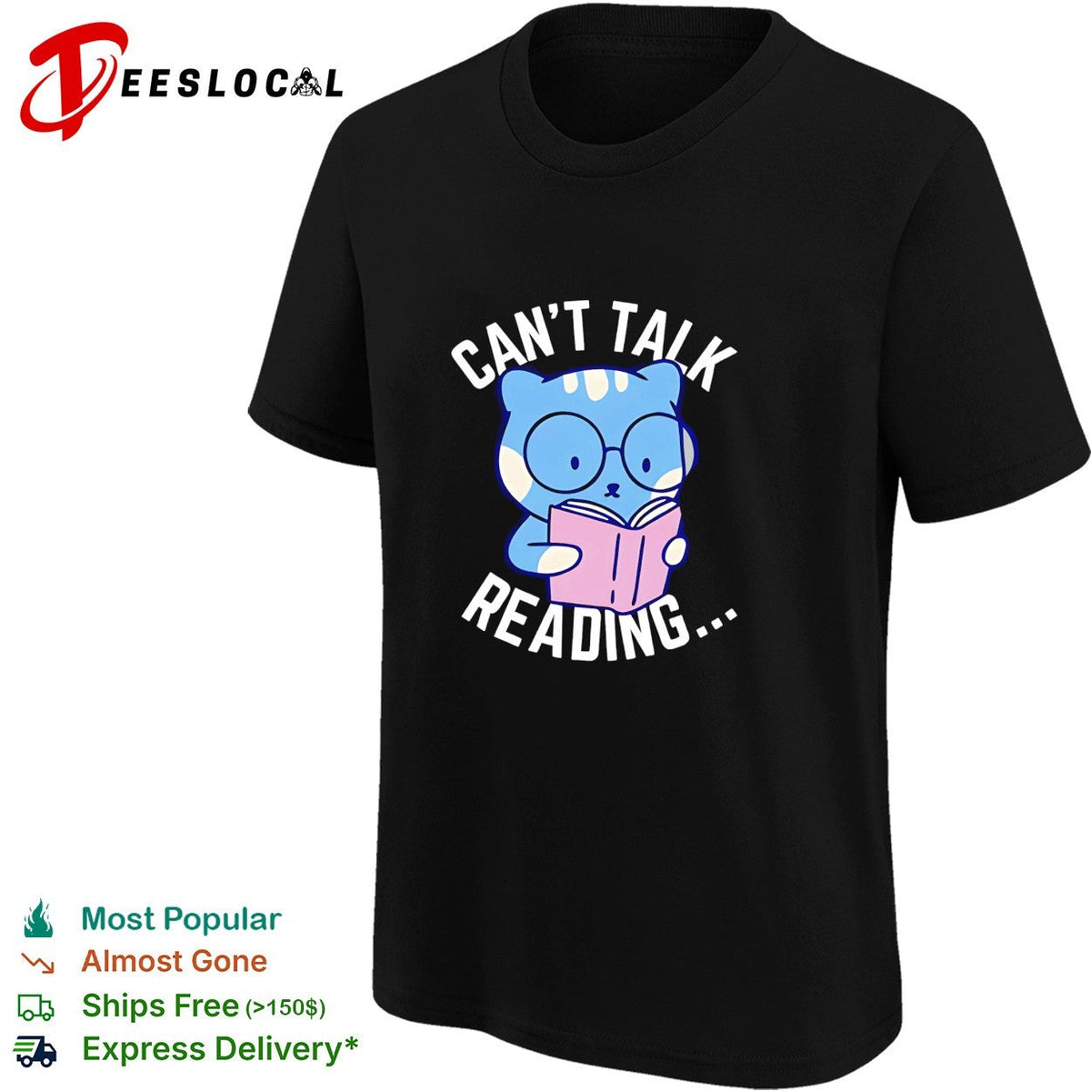 Cat reading book can’t talk reading shirt Unisex