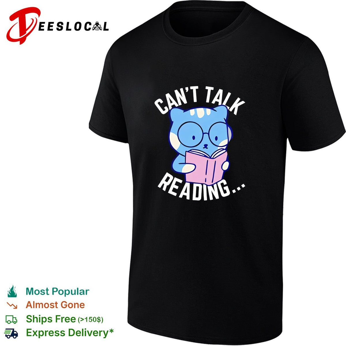 Cat reading book can’t talk reading shirt Unisex