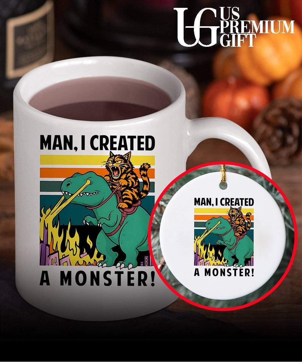 Cat riding T-Rex Man I created a Monster shirt Unisex