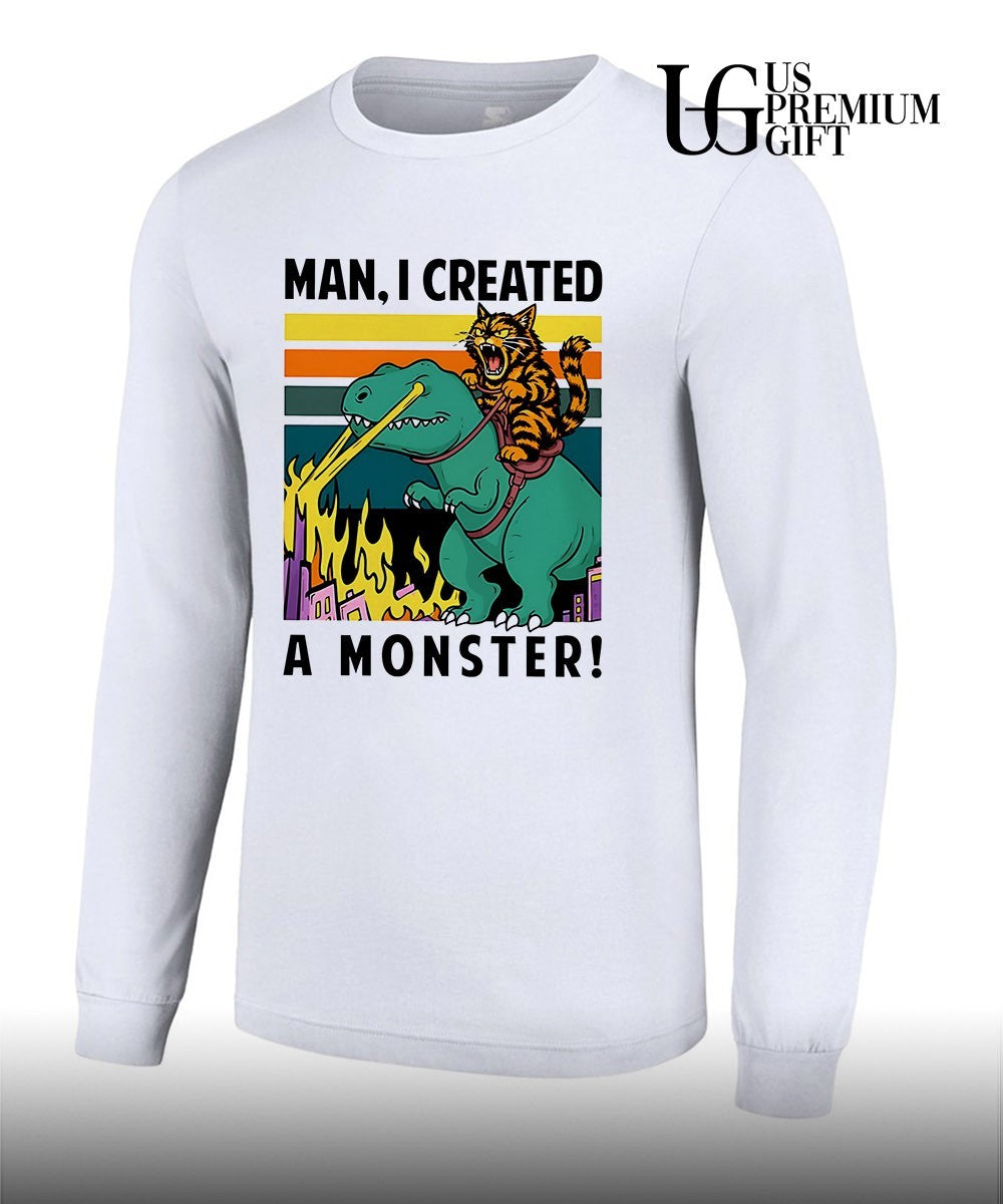 Cat riding T-Rex Man I created a Monster shirt Unisex